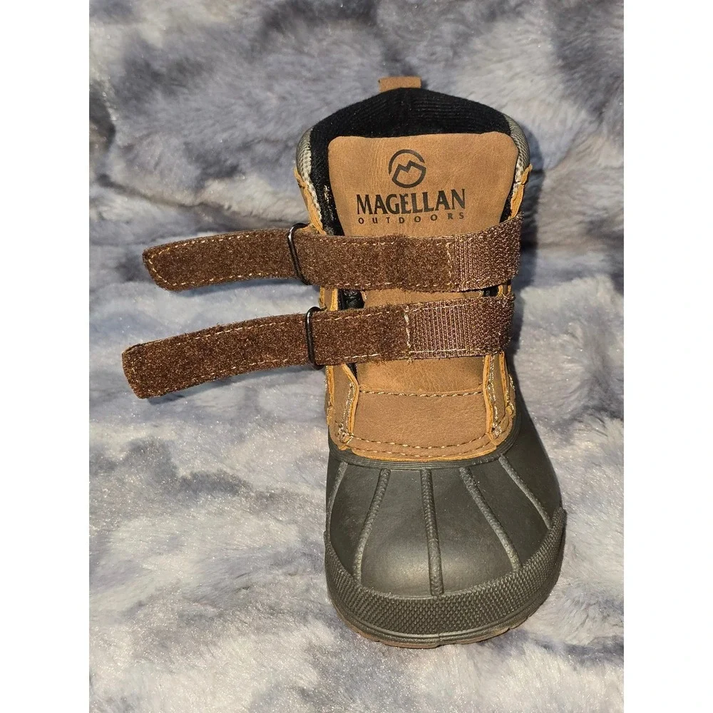 NEW Magellan Outdoors Toddler Boys All Weather Duck Boots Brown Grey 7D 10345937